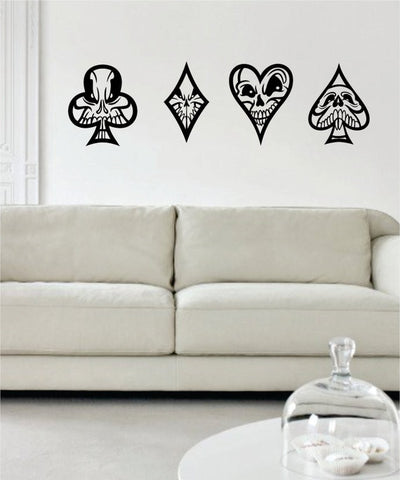 Skulls Playing Card Suits Art Decal Sticker Wall Vinyl - boop decals - vinyl decal - vinyl sticker - decals - stickers - wall decal - vinyl stickers - vinyl decals