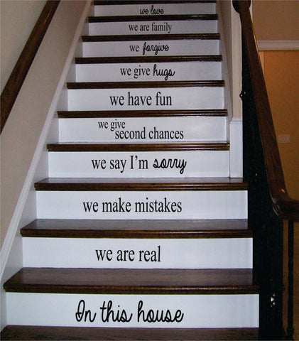 In This House Stairs Version 2 Decor Decal Sticker Wall Vinyl Art - boop decals - vinyl decal - vinyl sticker - decals - stickers - wall decal - vinyl stickers - vinyl decals