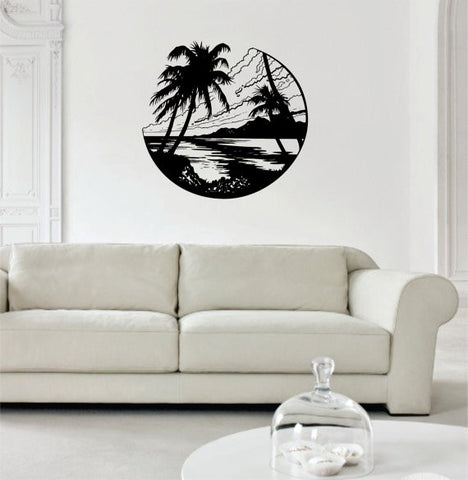 Beach Scene Ocean Palm Trees Design Decor Nature Decal Sticker Wall Vinyl Art - boop decals - vinyl decal - vinyl sticker - decals - stickers - wall decal - vinyl stickers - vinyl decals