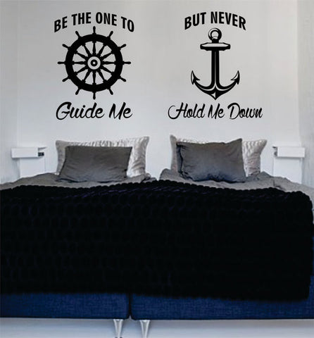 Be The One to Guide Me Quote Anchor Boat Wheel Nautical Ocean Beach Decal Sticker Wall Vinyl Art Decor - boop decals - vinyl decal - vinyl sticker - decals - stickers - wall decal - vinyl stickers - vinyl decals