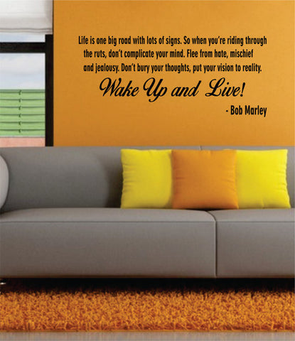 Bob Marley Wake Up and Live Version 2 Decal Quote Sticker Wall Vinyl Art Decor - boop decals - vinyl decal - vinyl sticker - decals - stickers - wall decal - vinyl stickers - vinyl decals