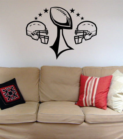 Football Helmets and Trophy Sports Decal Sticker Wall Vinyl - boop decals - vinyl decal - vinyl sticker - decals - stickers - wall decal - vinyl stickers - vinyl decals