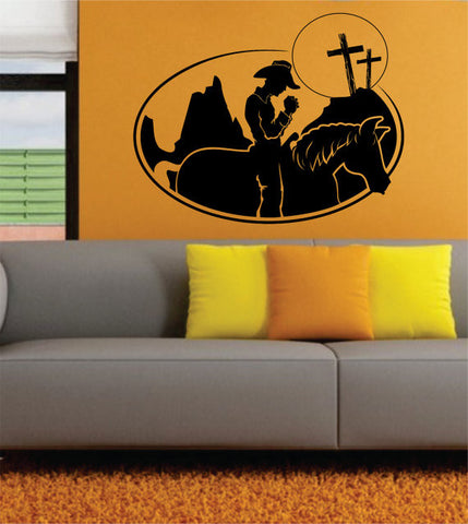 Cowboy and Horse Praying Design Decal Sticker Wall Vinyl Decor Art - boop decals - vinyl decal - vinyl sticker - decals - stickers - wall decal - vinyl stickers - vinyl decals