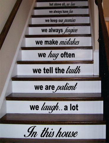 In This House Stairs Version 3 Decor Decal Sticker Wall Vinyl Art - boop decals - vinyl decal - vinyl sticker - decals - stickers - wall decal - vinyl stickers - vinyl decals