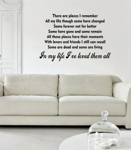In My Life Ive Loved Them All The Beatles Quote Design Sports Decal Sticker Wall Vinyl - boop decals - vinyl decal - vinyl sticker - decals - stickers - wall decal - vinyl stickers - vinyl decals