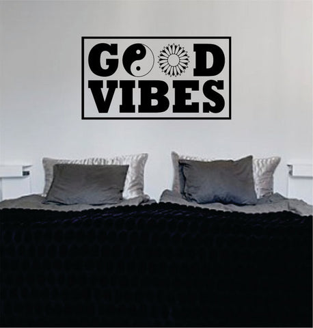Good Vibes Yin Yang Flower Version 3 Square Design Quote Decal Sticker Wall Vinyl - boop decals - vinyl decal - vinyl sticker - decals - stickers - wall decal - vinyl stickers - vinyl decals