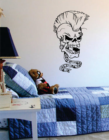 Punker Skull Mohawk Art Decal Sticker Wall Vinyl