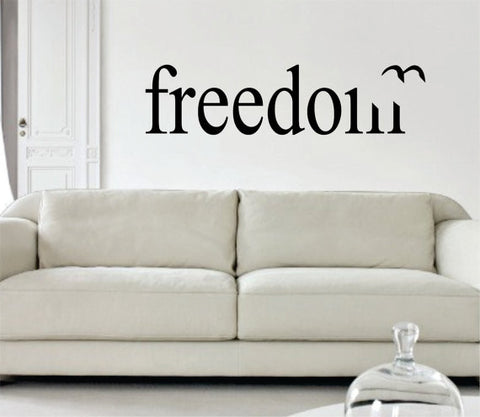 Freedom with Bird LARGE Quote Decal Sticker Wall Vinyl Decor Art