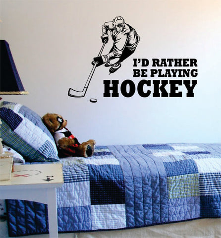 Id Rather Be Playing Hockey Design Sports Decal Sticker Wall Vinyl - boop decals - vinyl decal - vinyl sticker - decals - stickers - wall decal - vinyl stickers - vinyl decals