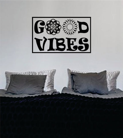 Good Vibes Mandala Flower Version 7 Square Design Quote Decal Sticker Wall Vinyl - boop decals - vinyl decal - vinyl sticker - decals - stickers - wall decal - vinyl stickers - vinyl decals