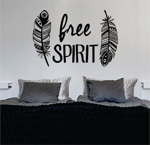 Feathers Free Spirit Design Quote Decal Sticker Wall Vinyl Decor Art