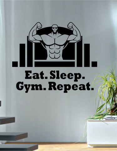 Eat Sleep Gym Repeat Version 2 Quote Fitness Design Decal Sticker Wall Vinyl Art Home Room Decor - boop decals - vinyl decal - vinyl sticker - decals - stickers - wall decal - vinyl stickers - vinyl decals