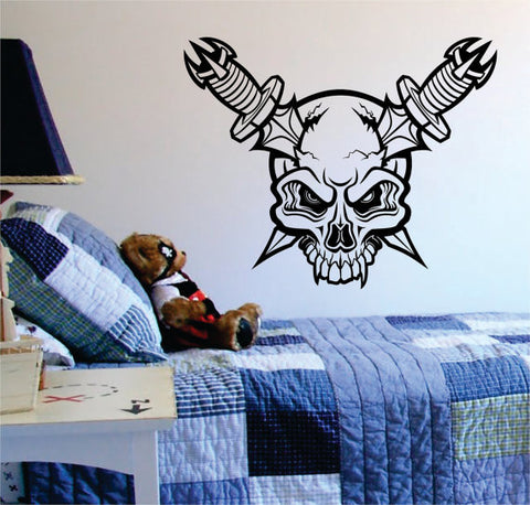 Skull with Knives through Head Art Decal Sticker Wall Vinyl - boop decals - vinyl decal - vinyl sticker - decals - stickers - wall decal - vinyl stickers - vinyl decals