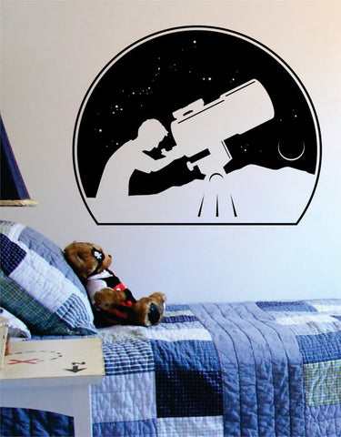 Astronomer Space Moon Stars Scene Decal Sticker Wall Vinyl Art Home Room Decor - boop decals - vinyl decal - vinyl sticker - decals - stickers - wall decal - vinyl stickers - vinyl decals