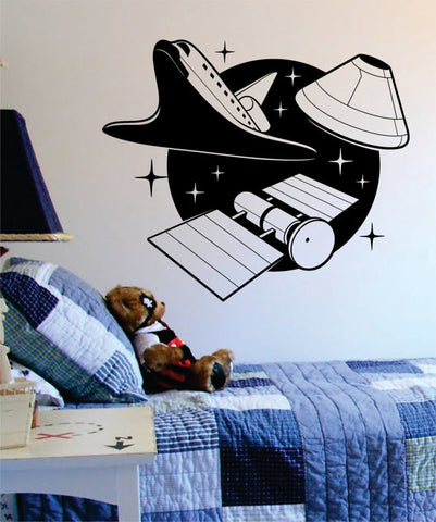 Space Shuttle and Satellites Scene Decal Sticker Wall Vinyl Art Home Room Decor - boop decals - vinyl decal - vinyl sticker - decals - stickers - wall decal - vinyl stickers - vinyl decals