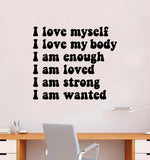 I Love Myself Quote Wall Decal Sticker Bedroom Room Art Vinyl Inspirational Motivational Kids Teen Baby Nursery School Girls Positive Affirmations Self Love Mental Health Aesthetic