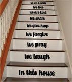 In This House Stairs V6 Quote Wall Decal Sticker Room Art Vinyl Family Happy Home House Staircase Dream Inspirational Love