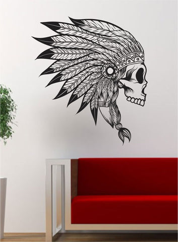 Indian Chief Skull Version 2  Art Decal Sticker Wall Vinyl Decor Home Wall