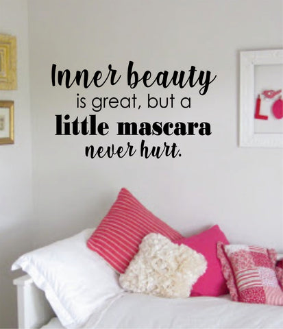 Inner Beuaty Mascara Quote Wall Decal Sticker Bedroom Room Art Vinyl Home Decor Inspirational Girls Make Up Teen Beauty