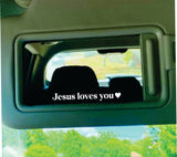 Jesus Loves You Car Decal Truck Window Windshield JDM Bumper Sticker Vinyl Lettering Quote Girls Funny Mom Milf Beauty Make Up Selfie Mirror Girlfriend Inspirational
