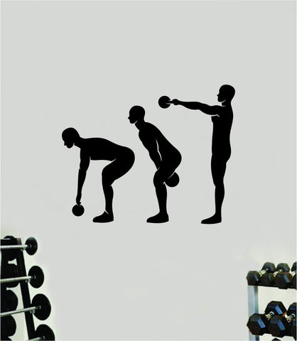 Kettlebell Swing V2 Wall Decal Home Decor Bedroom Room Vinyl Sticker Art Teen Work Out Gym Fitness Train Lift Strong Inspirational Motivational Health