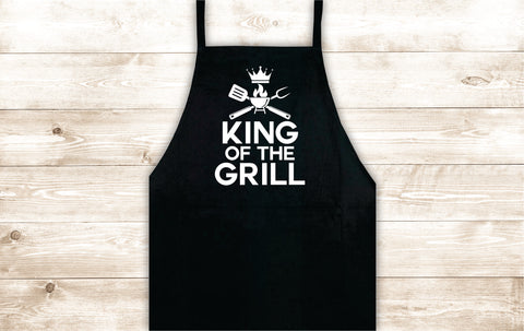 King of the Grill Apron Heat Press Vinyl Bbq Barbeque Cook Grill Chef Bake Food Kitchen Funny Gift Men