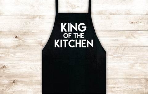 King of the Kitchen Apron Heat Press Vinyl Bbq Barbeque Cook Grill Chef Bake Food Kitchen Funny Gift Men