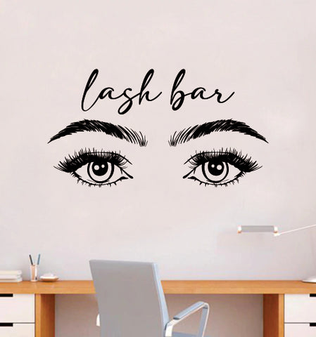 Lash Bar Wall Decal Sticker Vinyl Home Decor Bedroom Art Make Up Cosmetics Girls Eyes Eyebrows Eyelashes Brows Vanity Beauty