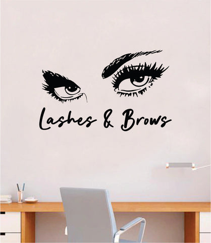 Lashes and Brows V2 Wall Decal Sticker Vinyl Home Decor Bedroom Art Make Up Cosmetics Beauty Salon Girls Eyes Eyelashes Eyebrows