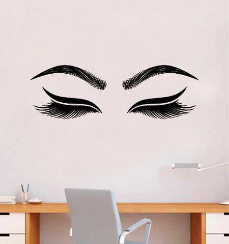 Lashes and Brows V5 Wall Decal Sticker Vinyl Home Decor Bedroom Art Make Up Cosmetics Girls Eyes Eyebrows Eyelashes Vanity Beauty