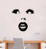 Lashes and Lips Wall Decal Sticker Vinyl Home Decor Bedroom Art Make Up Cosmetics Girls Eyes Eyebrows Eyelashes Brows Vanity Beauty