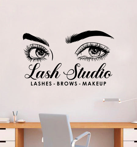 Lash Studio V2 Wall Decal Sticker Vinyl Home Decor Bedroom Art Makeup Cosmetics Lashes Eyebrows Eyelashes Brows Vanity Women Girls