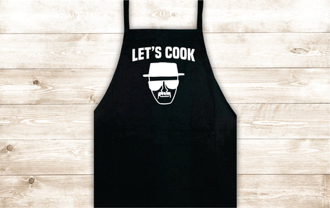 Let's Cook Apron Heat Press Vinyl Bbq Barbeque Cook Grill Chef Bake Food Kitchen Funny Gift Men Breaking Bad Heisenberg Walter White