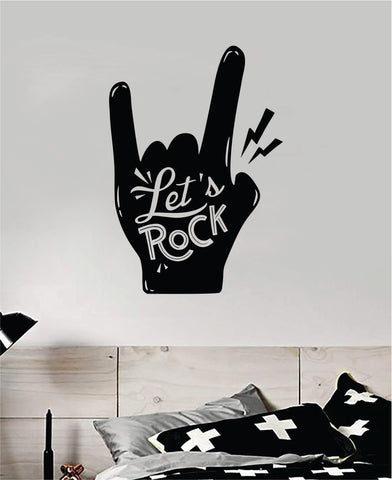 Let's Rock Music Wall Decal Sticker Bedroom Room Art Vinyl Home Decor Teen Kids Electric Acoustic Metal Guitar Drums Nursery Boy Girl School