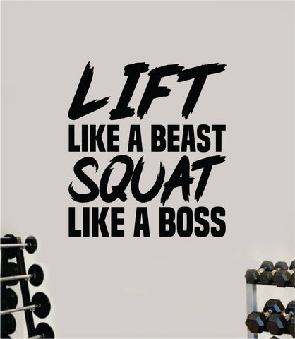 Lift Beast Squat Boss Gym Decal Sticker Wall Vinyl Art Wall Bedroom Room Home Decor Inspirational Motivational Teen Sports Gym Fitness Health Running Weights Beast