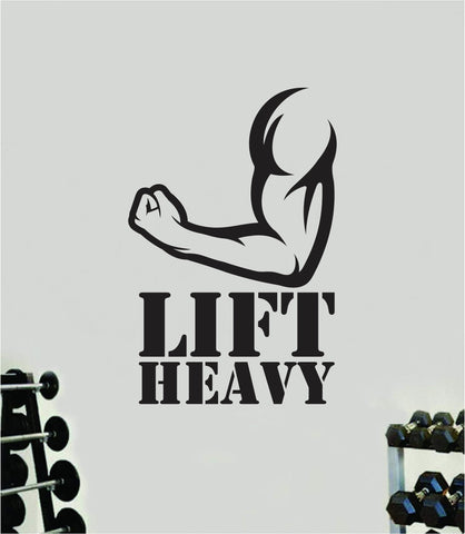Lift Heavy Flex Quote Wall Decal Sticker Vinyl Art Decor Bedroom Room Boy Girl Inspirational Motivational Gym Fitness Health Exercise Beast Train