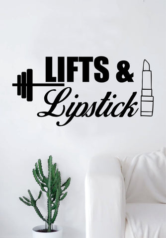 Lifts and Lipstick Girls Make Up Decal Sticker Wall Vinyl Art Wall Bedroom Room Decor Motivational Inspirational Teen Sports Gym Fitness