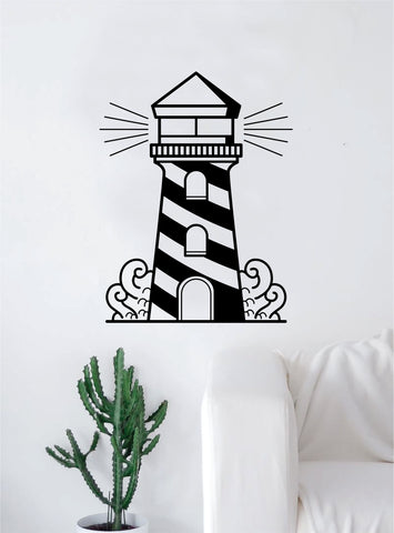 Light House Traditional Tattoo Decal Sticker Wall Vinyl Art Home Decor Ocean Beach Nautical Beautiful Waves