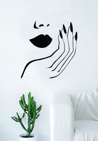 Lips and Nails Wall Decal Sticker Vinyl Room Decor Art Girls Stylist Logo Female Hair Spa Shop Beauty Salon Make Up