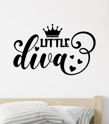 Little Diva Quote Wall Decal Sticker Vinyl Art Decor Bedroom Room Boy Girl Inspirational Motivational School Nursery Good Vibes Smile Daughter Princess