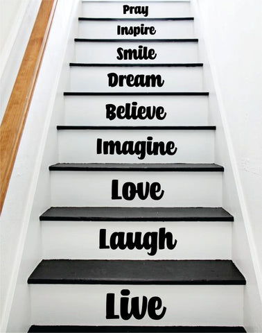 Live Laugh Love Stairs Quote Wall Decal Sticker Room Art Vinyl Family Home House Staircase Dream Inspirational Dream Adventure