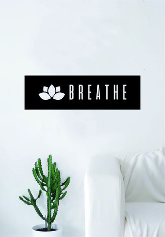 Lotus Flower Breathe Rectangle Wall Decal Sticker Vinyl Art Bedroom Living Room Decor Quote Namaste Yoga Meditate