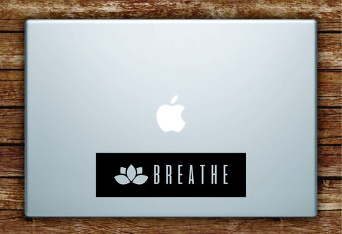 Lotus Flower Breathe Rectangle Laptop Apple Macbook Quote Wall Decal Sticker Art Vinyl Namaste Yoga Good Vibes Mandala