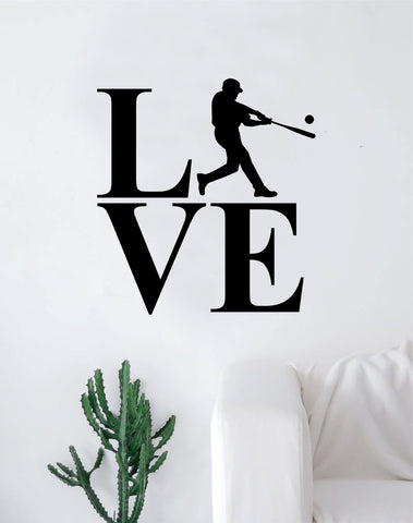 Love Baseball Silhouette Sports Decal Sticker Wall Vinyl Art Home Decor Teen Nursery