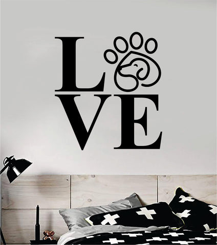 Love Dog Paw V2 Decal Sticker Wall Vinyl Art Home Room Home Decor Animal Pet Vet Teen Adopt Rescue Puppy Doggy Cute Love
