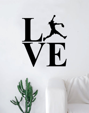 Love Softball Silhouette Sports Decal Sticker Wall Vinyl Art Home Decor Teen Nursery Baseball Girls