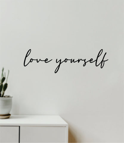 Love Yourself Quote Wall Decal Sticker Vinyl Art Decor Bedroom Room Girls Inspirational Motivational Trendy Health Gym Mirror