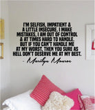Marilyn Monroe Deserve Me At My Best Quote Wall Decal Home Decor Bedroom Sticker Vinyl Art Girls Teen Inspirational