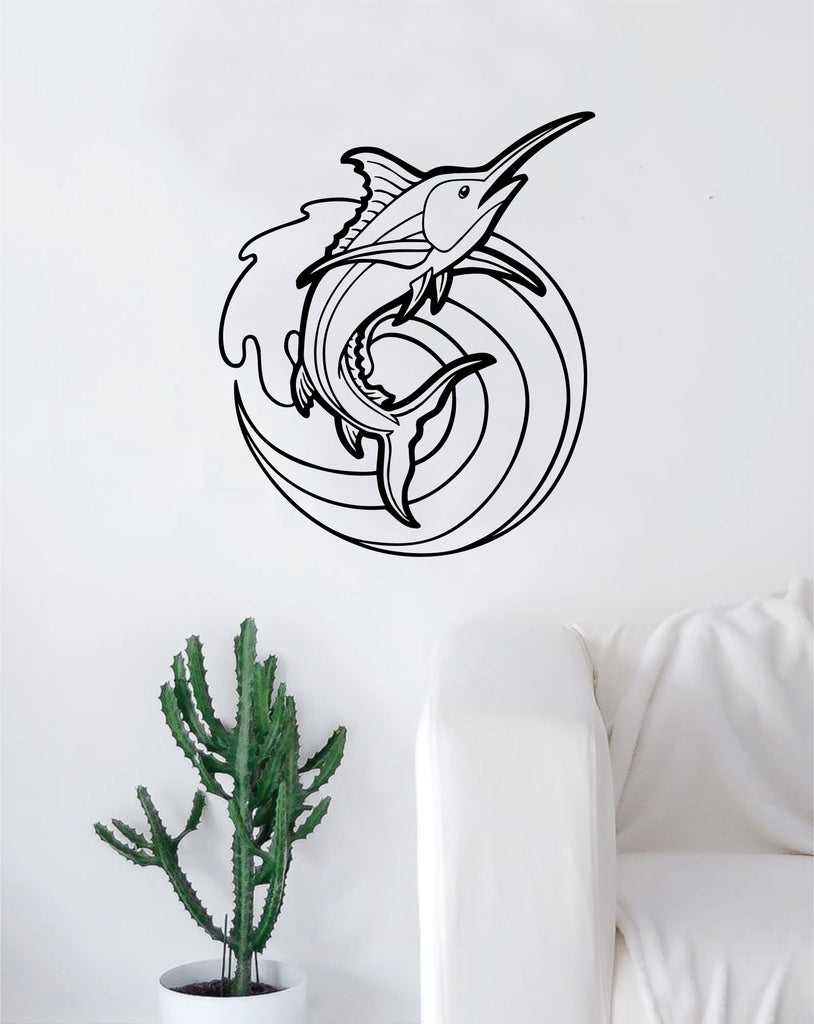 Marlin Fish Wave Decal Sticker Wall Vinyl Art Home Room Decor Living R –  boop decals