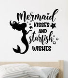 Mermaid Kisses Starfish Wishes Wall Decal Home Decor Art Vinyl Sticker Bedroom Room Baby Teen Girls Daughter Ocean Beach Cute School Nursery Playroom